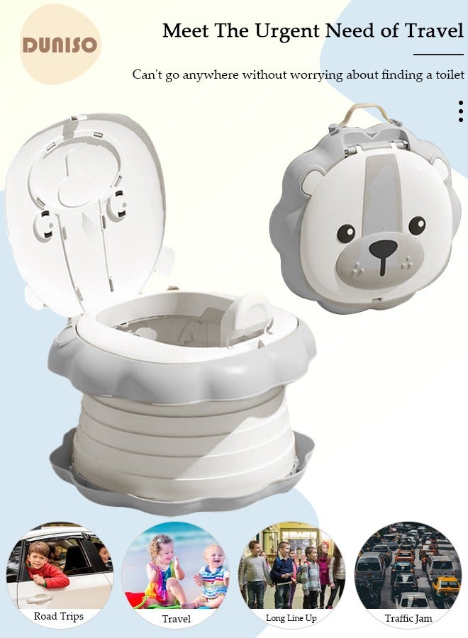 Folding Potty Training Toilet for Kids, Folding Car potty with Storage Bags, Travel Potty Chair for Kids, Portable Toilet for Camping Outdoor and Indoor