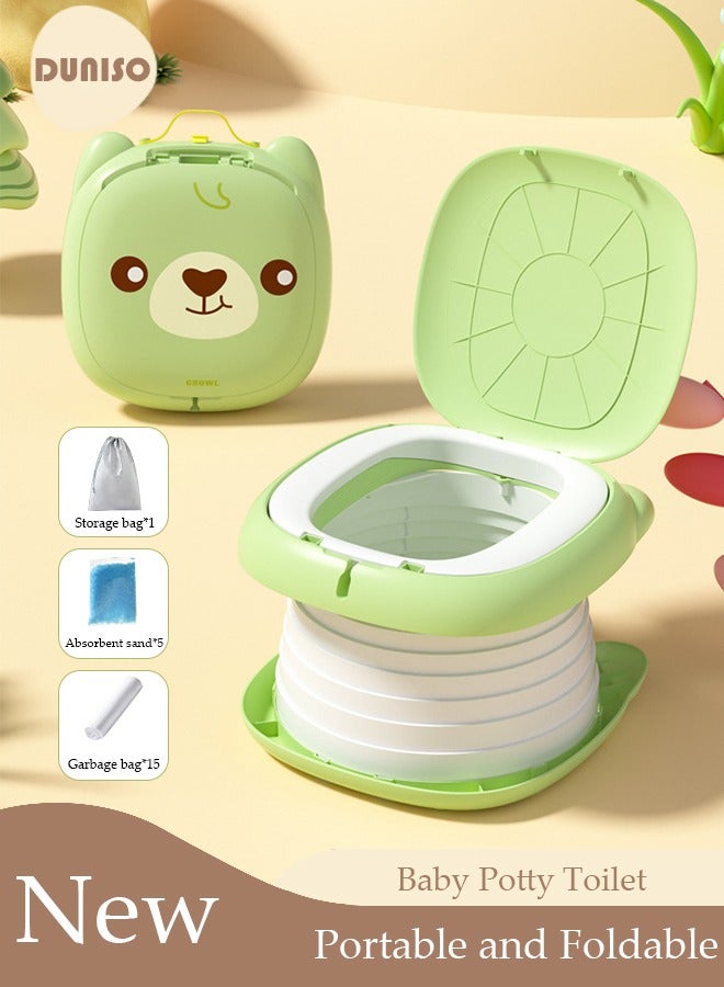 Folding Potty Training Toilet for Kids, Folding Car potty with Storage Bags, Travel Potty Chair for Kids, Portable Toilet for Camping Outdoor and Indoor