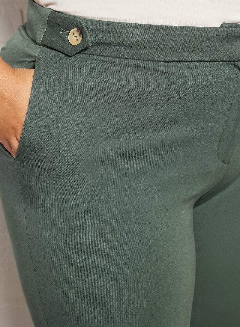 Plus Size Plain Pants Green