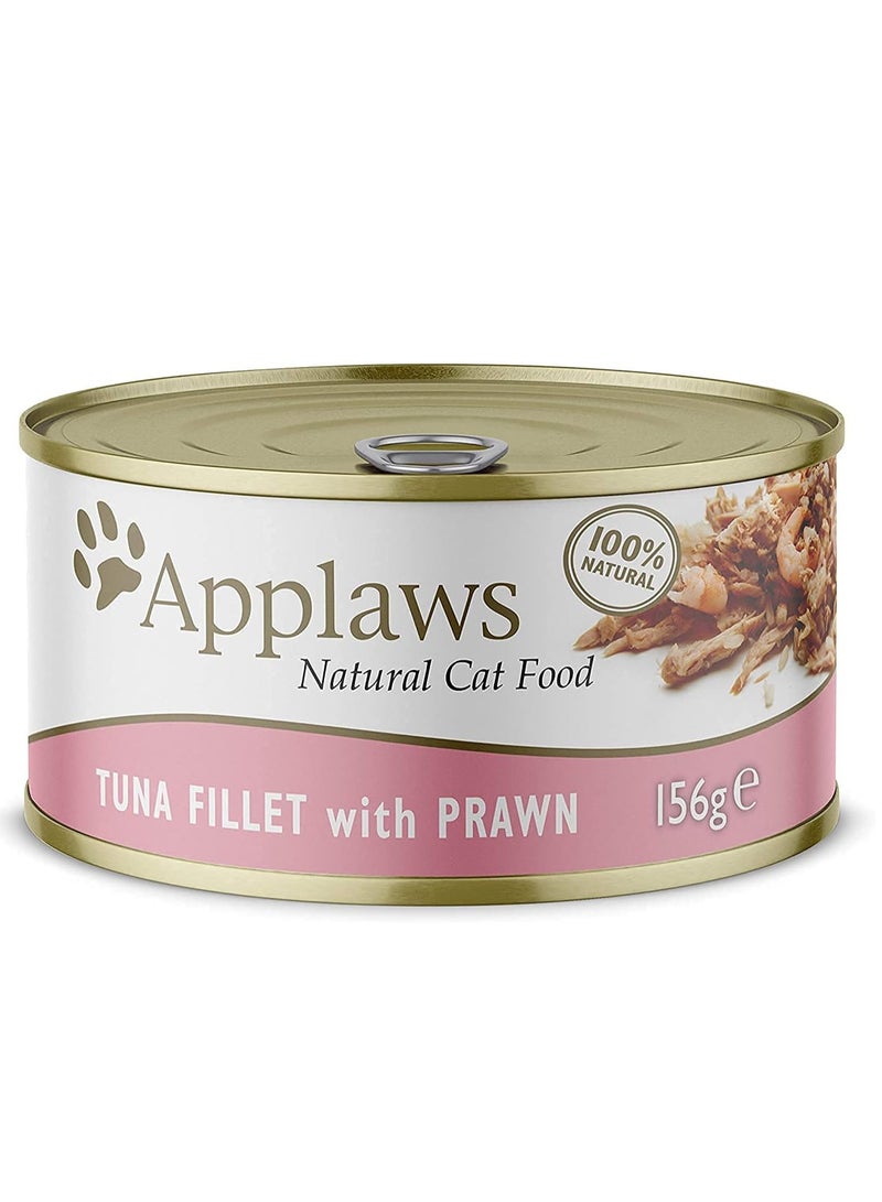 Applaws Natural Cat Food Wet Foods Tuna Fillet with Prawn (156g) Tin Pack of 24