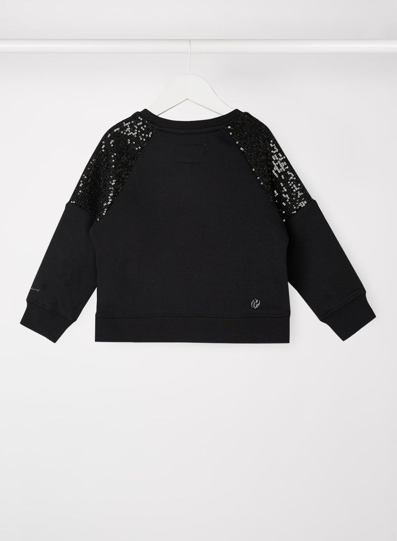 Girls Sequin Long Sleeve Sweatshirt Black