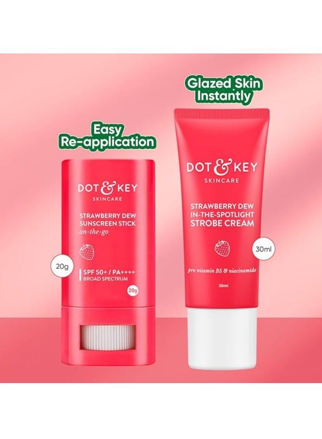 Dot & Key Strawberry dewy Sunscreen stick & Strobe cream skin combo (2 Items in the set)