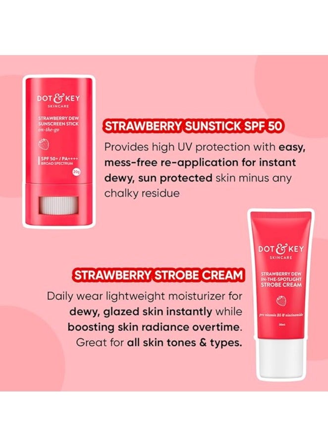 Dot & Key Strawberry dewy Sunscreen stick & Strobe cream skin combo (2 Items in the set)