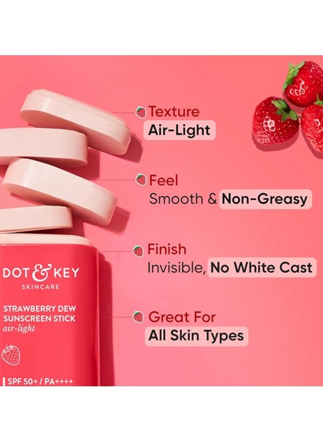 Strawberry dew Spf 50 Sunscreen Stick On-The-Go Spf 50 Pa+++, Broad Spectrum, Uva/Uvb Rays Protection With Hyaluronic & Ceramide Normal Skin Type For Hydration & Skin Barrier, Mess Free, 20G