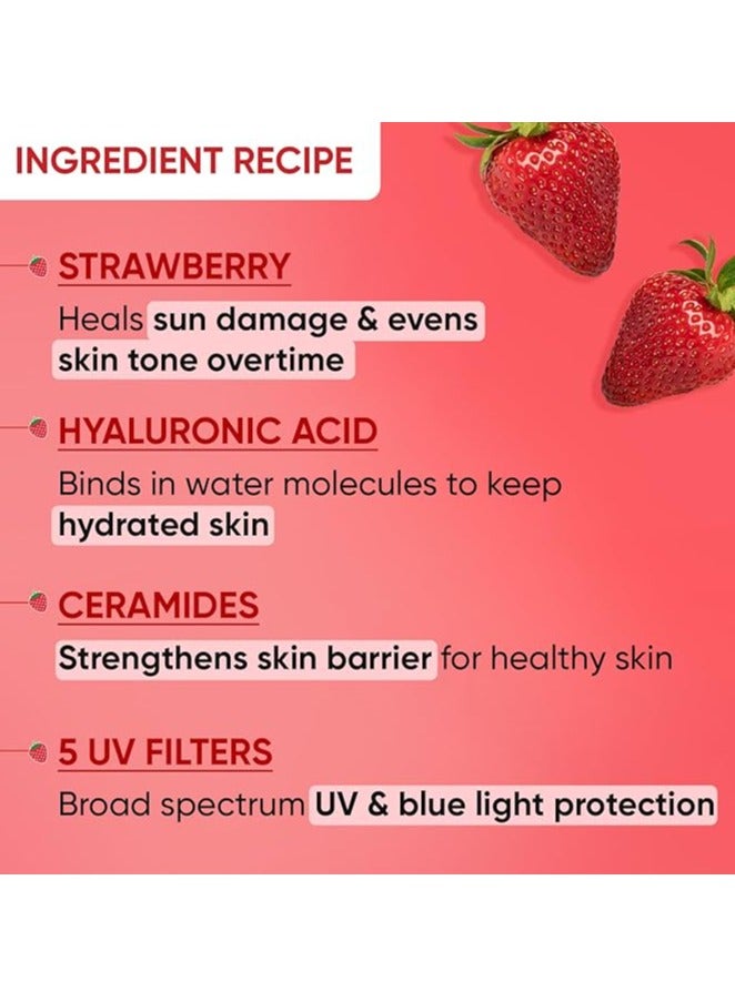 Strawberry dew Spf 50 Sunscreen Stick On-The-Go Spf 50 Pa+++, Broad Spectrum, Uva/Uvb Rays Protection With Hyaluronic & Ceramide Normal Skin Type For Hydration & Skin Barrier, Mess Free, 20G