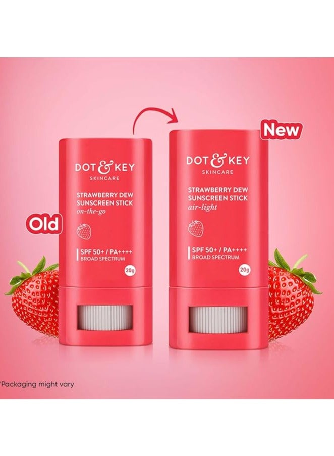 Strawberry dew Spf 50 Sunscreen Stick On-The-Go Spf 50 Pa+++, Broad Spectrum, Uva/Uvb Rays Protection With Hyaluronic & Ceramide Normal Skin Type For Hydration & Skin Barrier, Mess Free, 20G