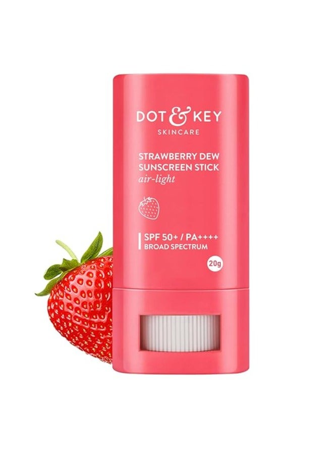 Strawberry dew Spf 50 Sunscreen Stick On-The-Go Spf 50 Pa+++, Broad Spectrum, Uva/Uvb Rays Protection With Hyaluronic & Ceramide Normal Skin Type For Hydration & Skin Barrier, Mess Free, 20G