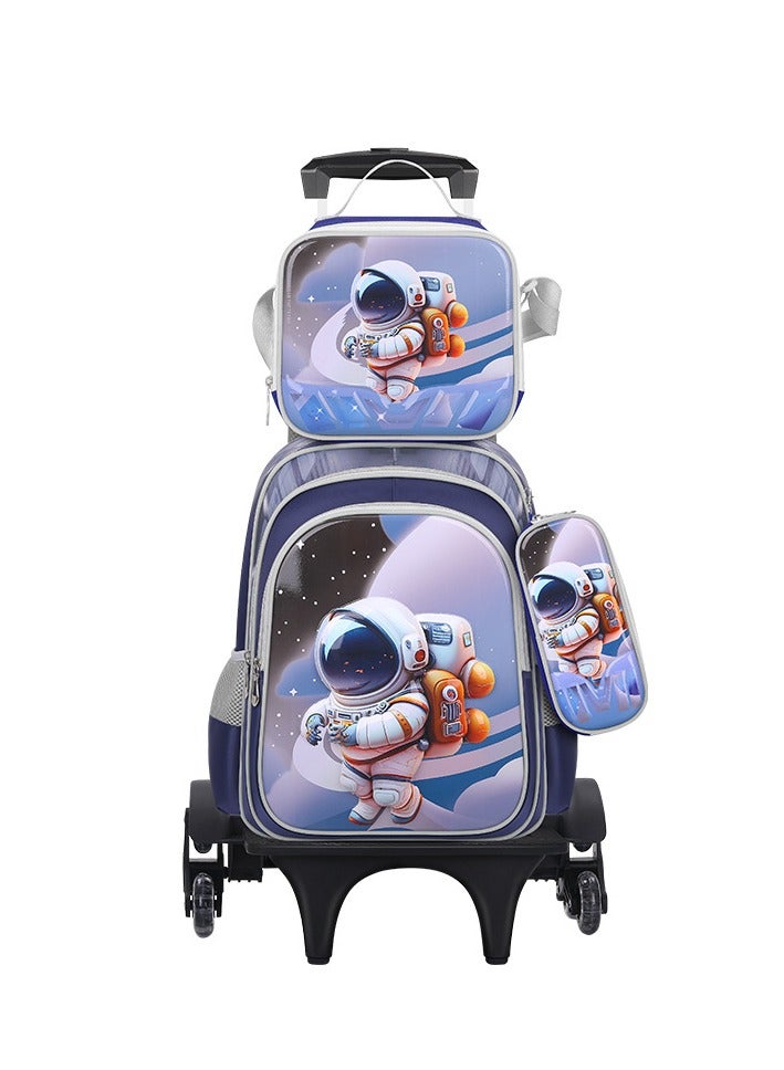 3-Piece Astronaut Trolley Backpack Set 42cm*31cm*19cmLight Blue