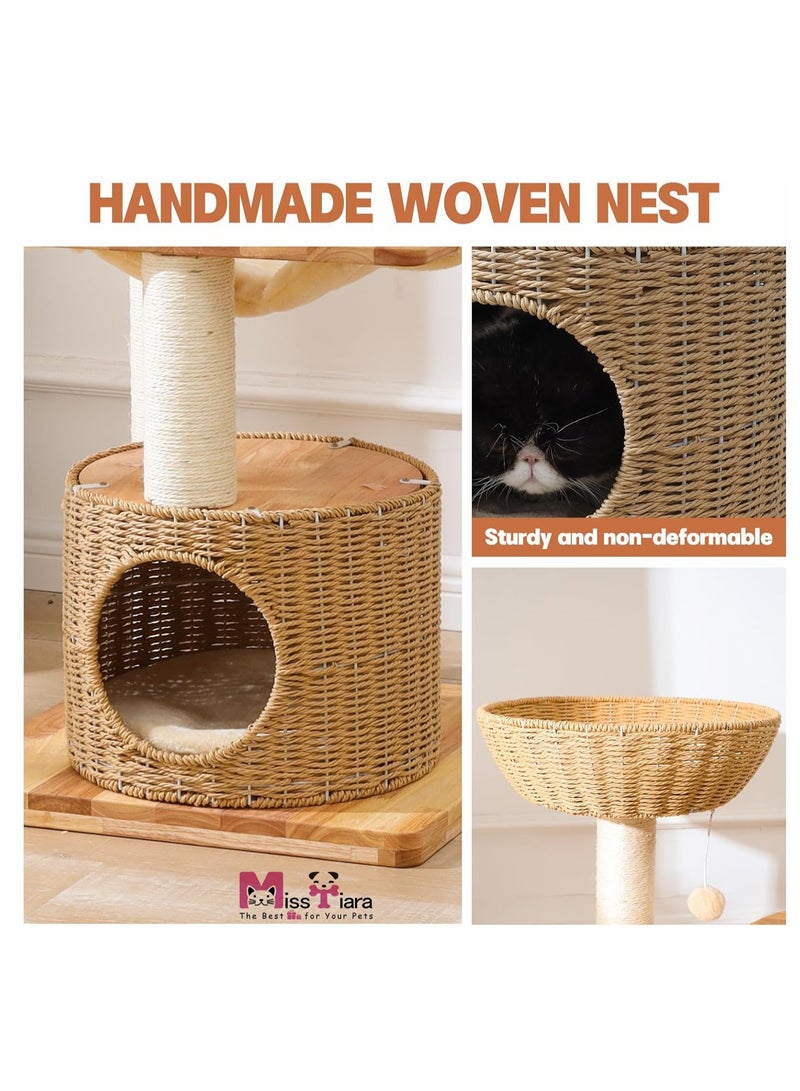 Cat Tree Tower,Cat Condo,Cat Scratching Post,130cm cat tree tall Good quality Cat furniture for indoor cats, Luxury Handmade Weaving Nest Cat Condo Kitty Activity Center,Cat Climbing Toy