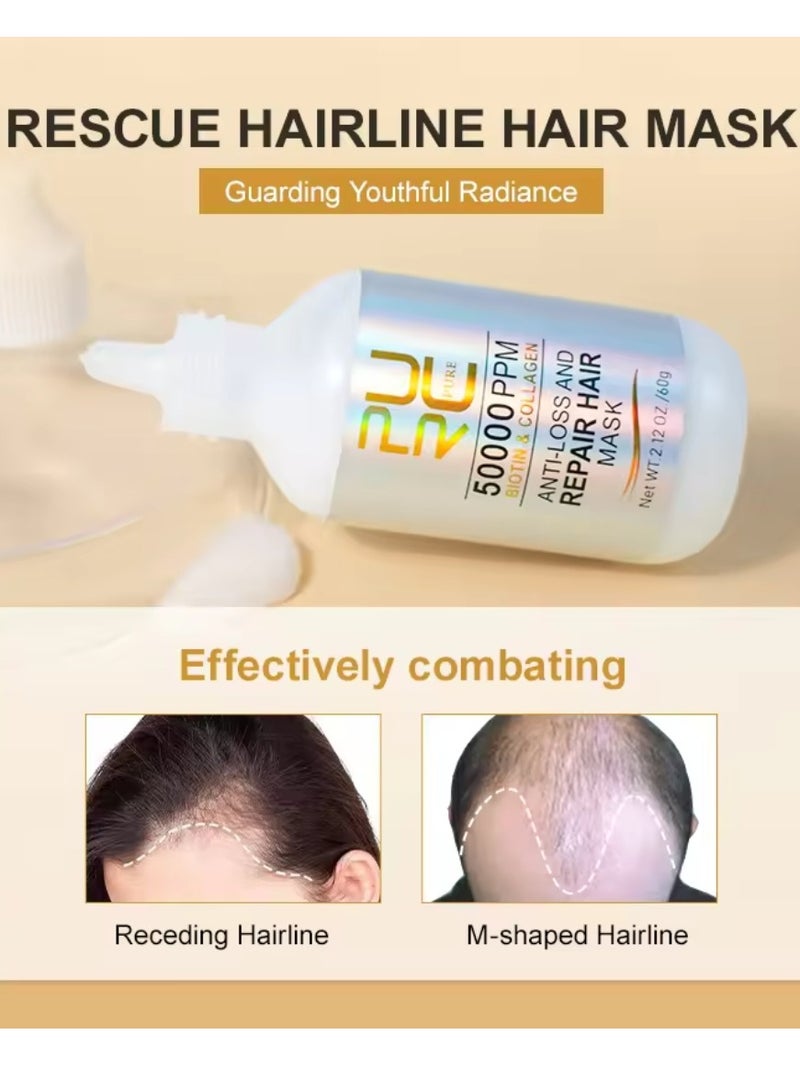 60g Anti Hair Loss and Hair Repair Mask 50000PPM Biotin and Collagen Hair Mask Hair Mask Treatment for Dry and Frizzy Hair Damaged Hair Strengthening and Hair Growth Hair Mask