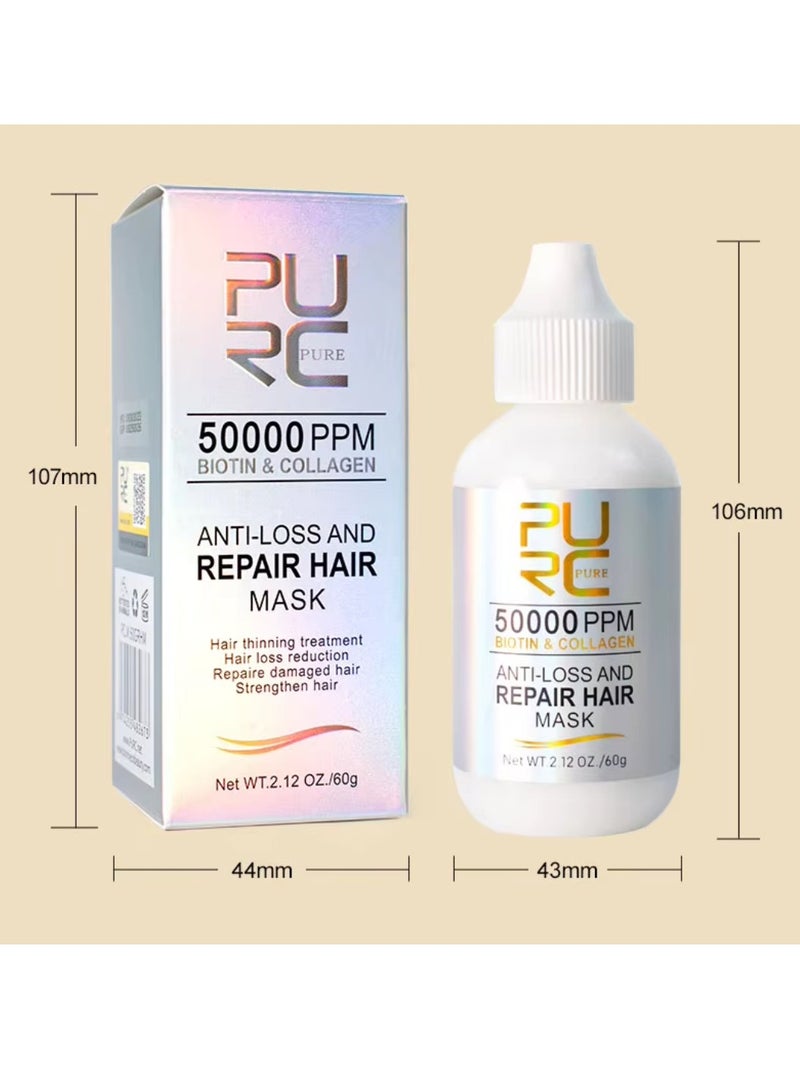 60g Anti Hair Loss and Hair Repair Mask 50000PPM Biotin and Collagen Hair Mask Hair Mask Treatment for Dry and Frizzy Hair Damaged Hair Strengthening and Hair Growth Hair Mask