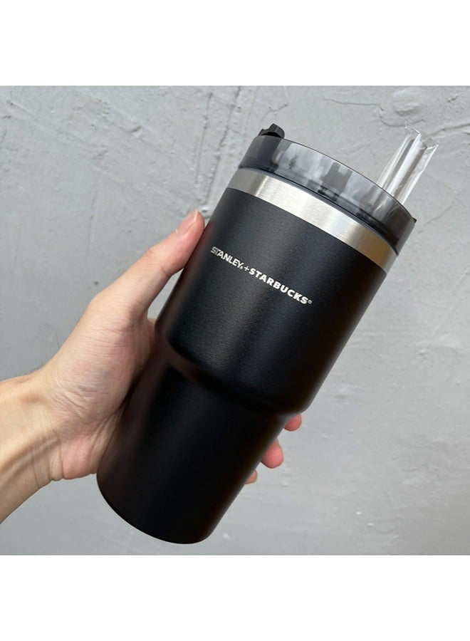 Stanley+Starbucks Insulated mug with straw lid, for water, Iced Tea or Coffee, Juice and Smoothie 20 oz,Black