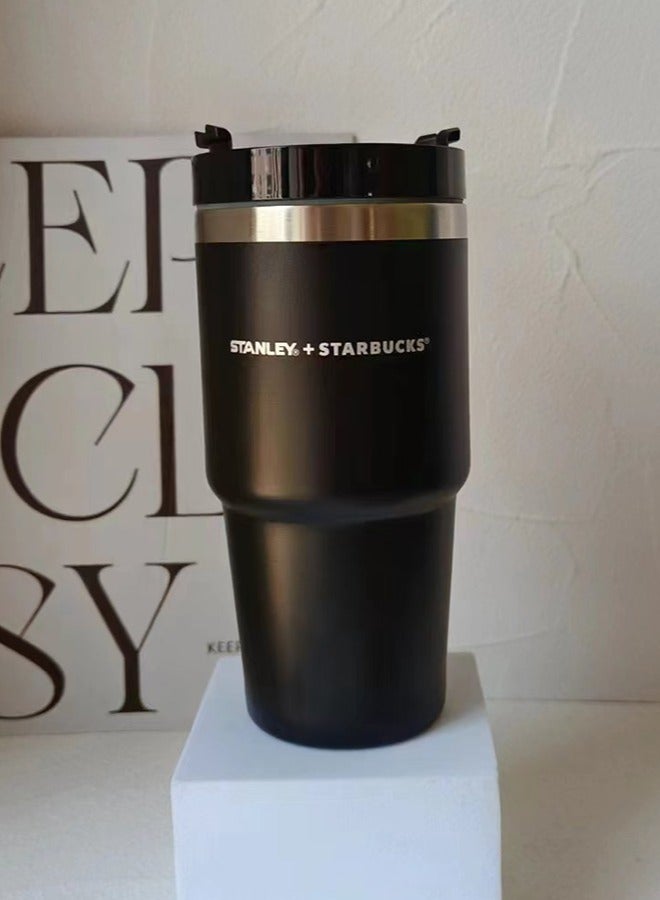 Stanley+Starbucks Insulated mug with straw lid, for water, Iced Tea or Coffee, Juice and Smoothie 20 oz,Black