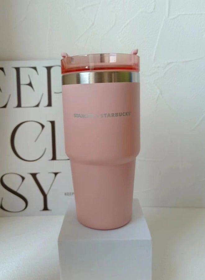 Stanley+Starbucks Insulated mug with straw lid, for water, Iced Tea or Coffee, Juice and Smoothie 20 oz,pink