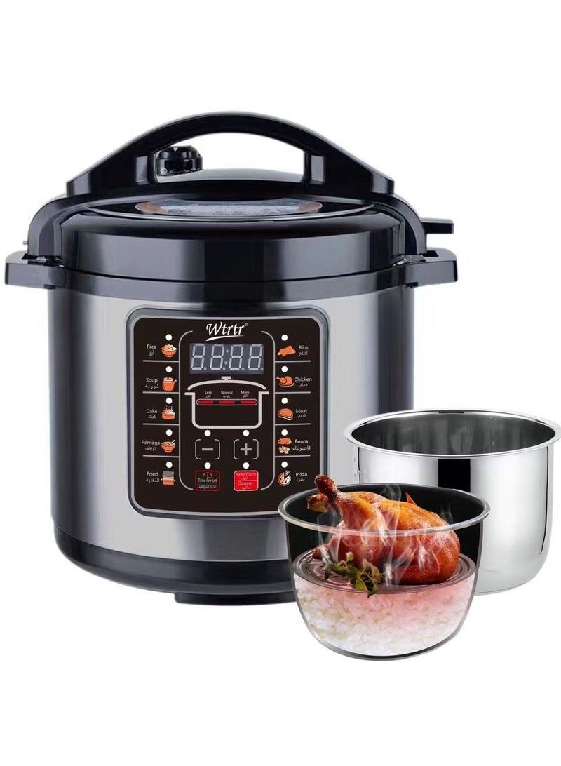 9L Stainless Steel with 2 Steel Pots Electric Pressure Cooker