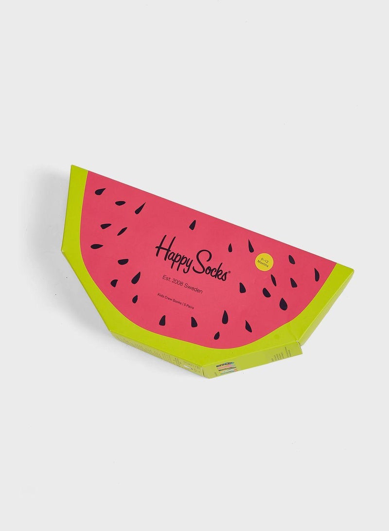 Kids 4 Pack Fruits Print Crew Socks