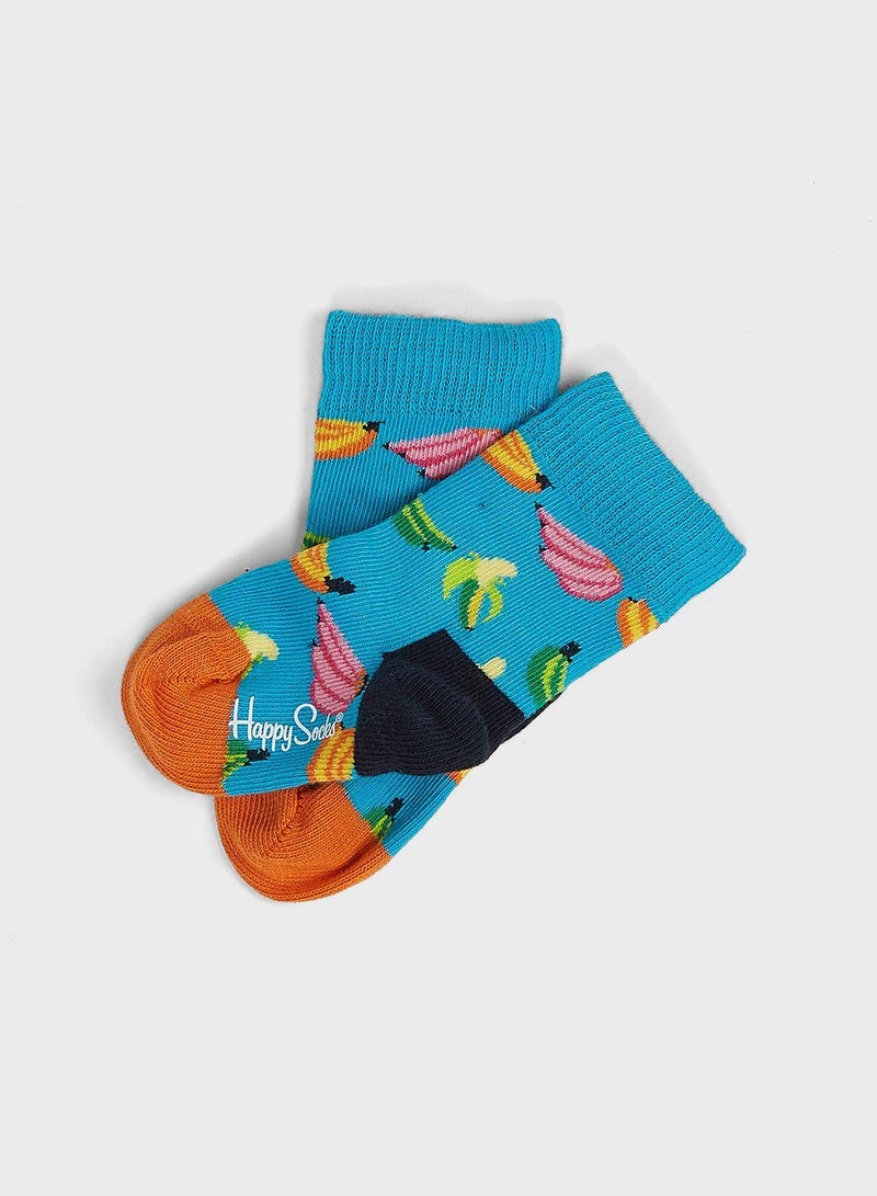Kids 4 Pack Fruits Print Crew Socks