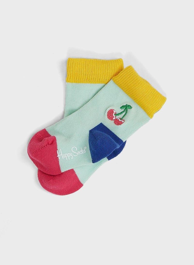 Kids 4 Pack Fruits Print Crew Socks