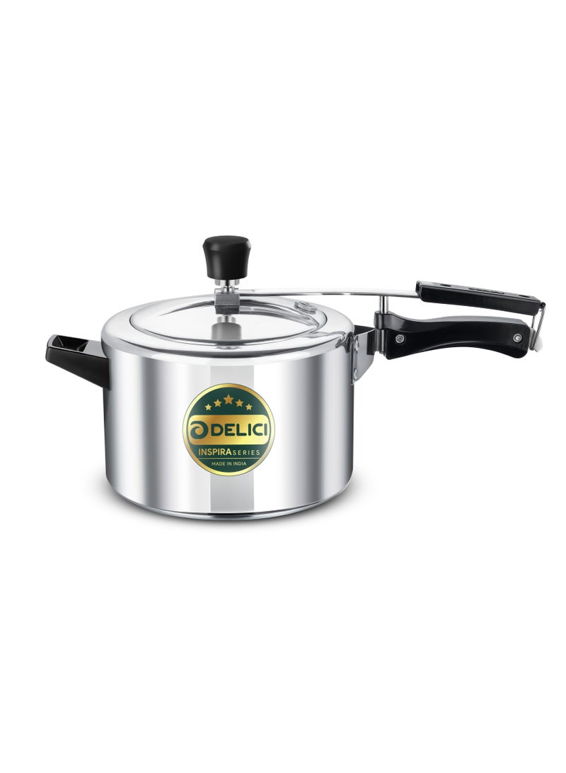 Pressure Cooker Inner lid Aluminium AIPC5 | 5L Capacity | Quick Heating Induction Base | Durable Safety Valve | Food Grade Rubber Basket | Specially Designed Handle | Versatile pressure cooker