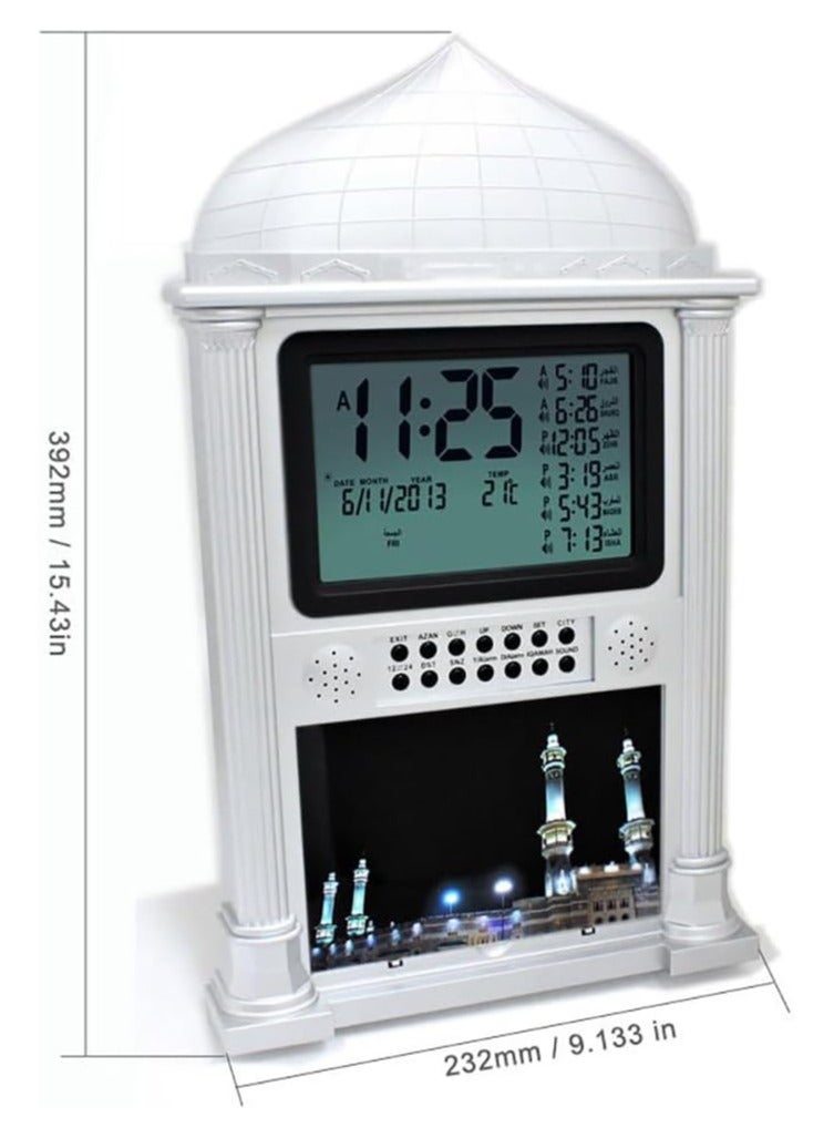 Wall-Mounted Digital Muslim Prayer Clock With LCD Display And Automatic Azan Alarm