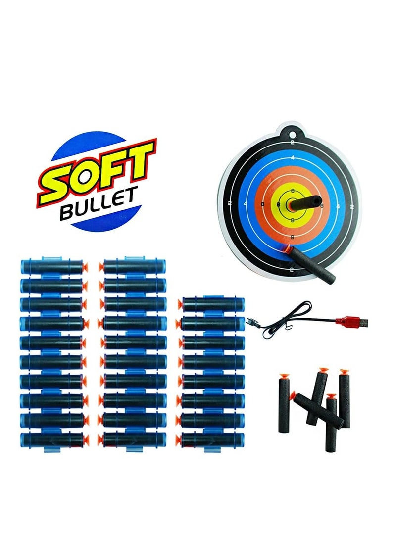 UKR 30 Bullet Automatic Blaster Gun - 73 cm Motorized Toy with 40 Darts Included & 100 Dart Refill | Large Safe Suction Cup Blasters with Rotating Feature