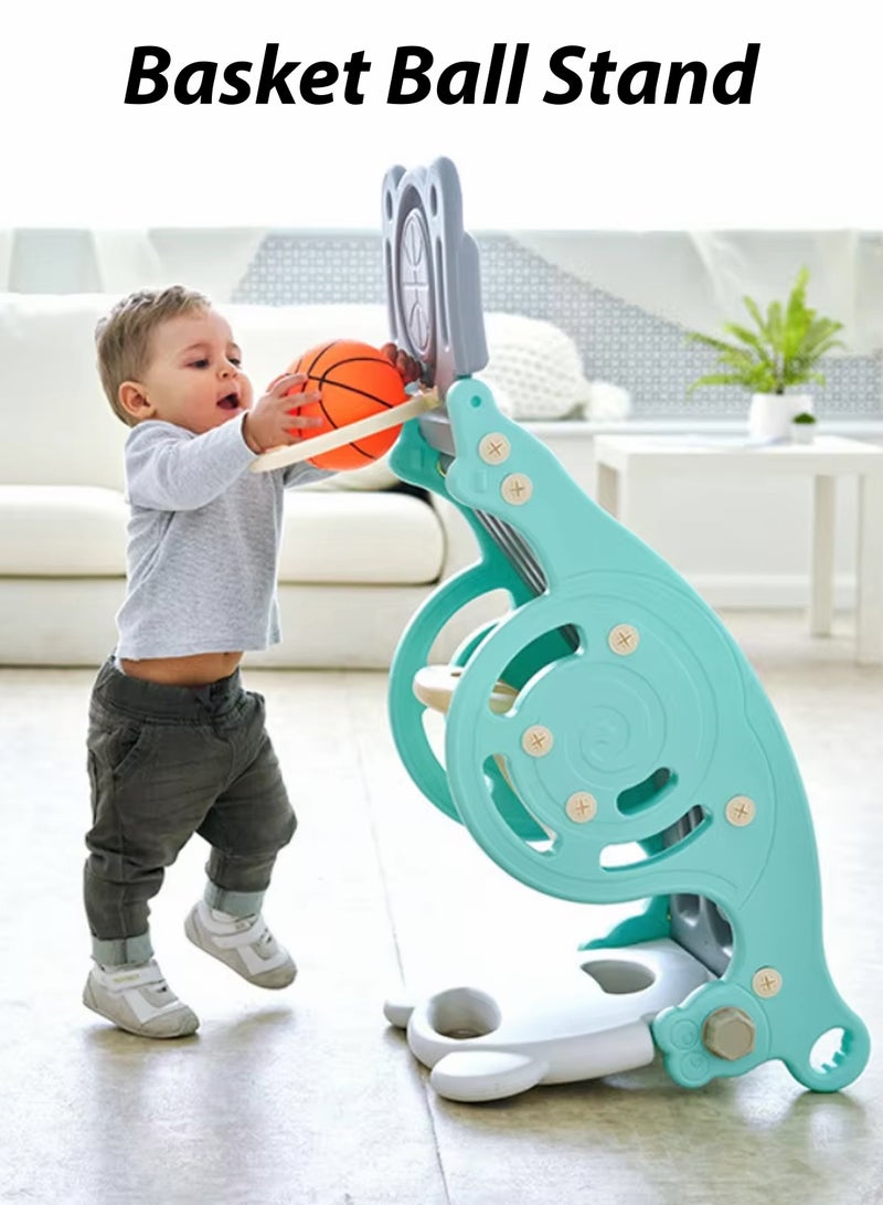 3 in 1 Kids Rocking Chair WIth Baby Slide And Basketball Stand Safe & Durable Foldable Multi Functional Indoor And Outdoor Children Fun Play Set for Toddlers Ages 1 to 3