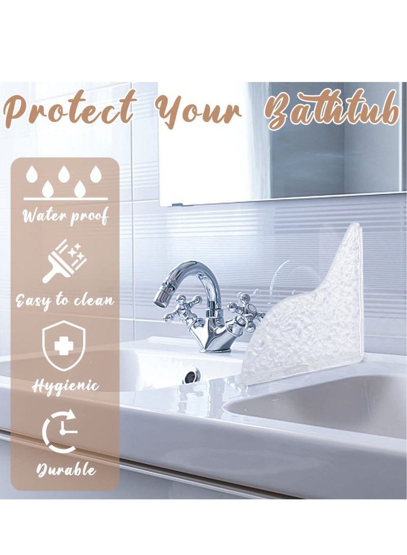 Acrylic Bathtub Splash Guards - 2PCS Self-Adhesive Water Ripple Corner Protectors for Shower, Clear Stone Design to Prevent Water Leakage and Keep Your Bathroom Dry