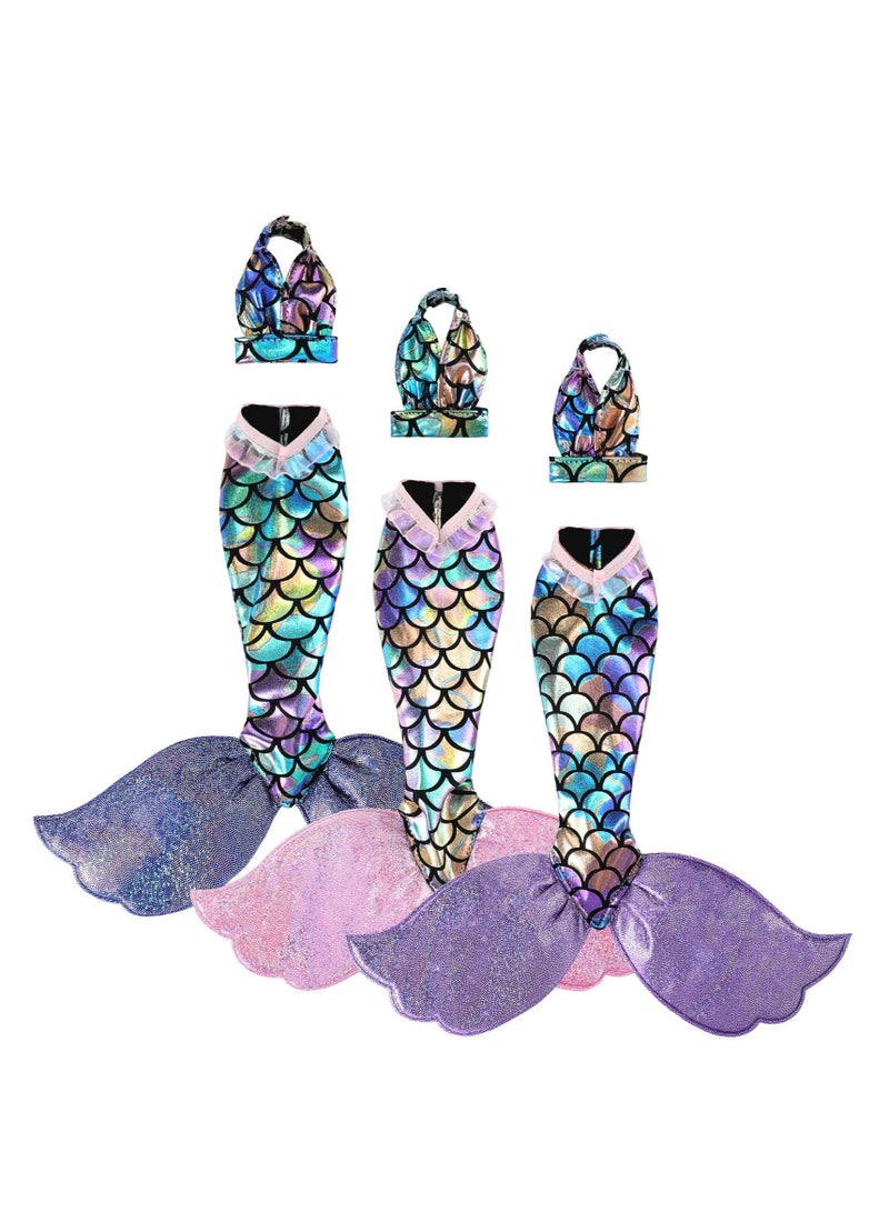 Mermaid Doll Accessories - 3 Sets Colorful Mermaid Tail Dresses & Bikini Swimwear for 11.5-12 Inch Dolls - Perfect Birthday Gift for Girls (Blue, Pink, Purple)