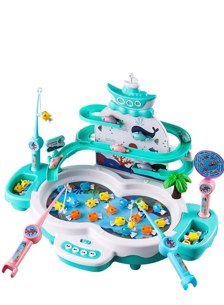 Children's Electric Fishing Toy Multifunctional Track Magnetic Levitation Music Baby Puzzle Early Parent-Child Interactive Fishing Table