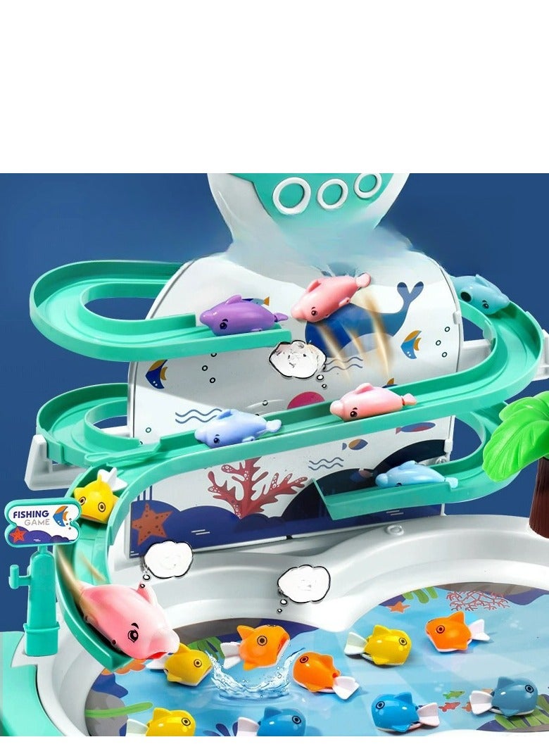 Children's Electric Fishing Toy Multifunctional Track Magnetic Levitation Music Baby Puzzle Early Parent-Child Interactive Fishing Table