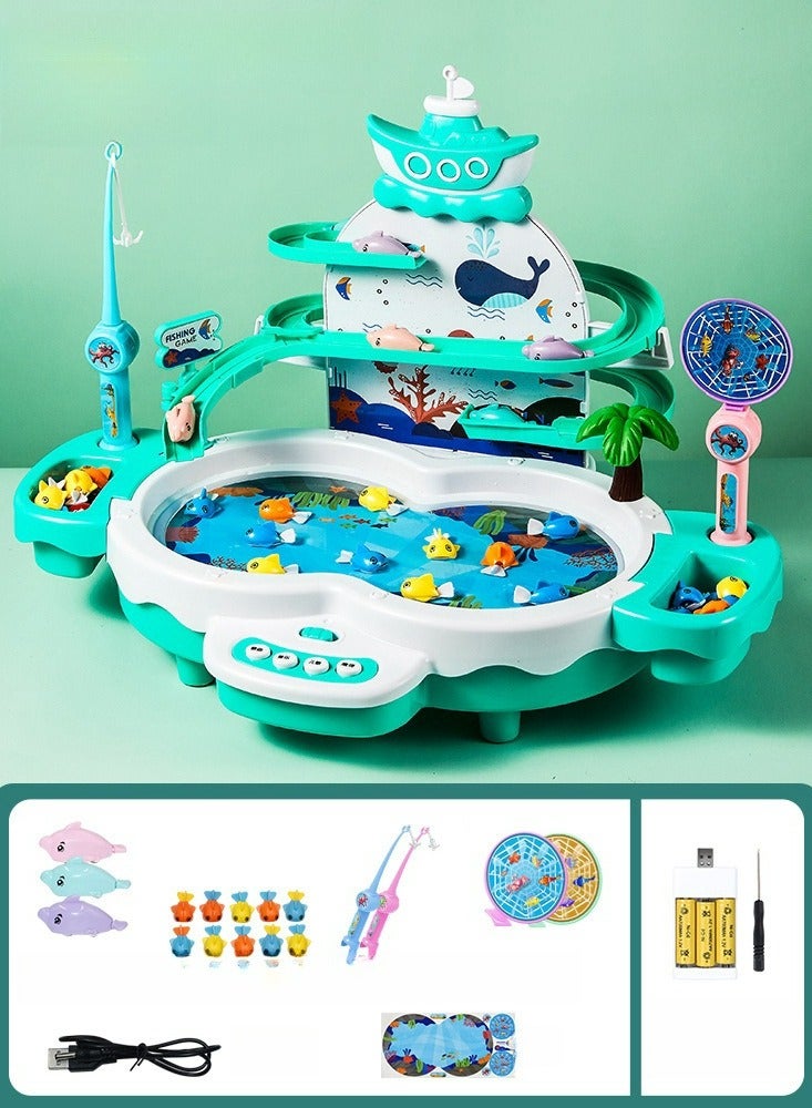 Children's Electric Fishing Toy Multifunctional Track Magnetic Levitation Music Baby Puzzle Early Parent-Child Interactive Fishing Table