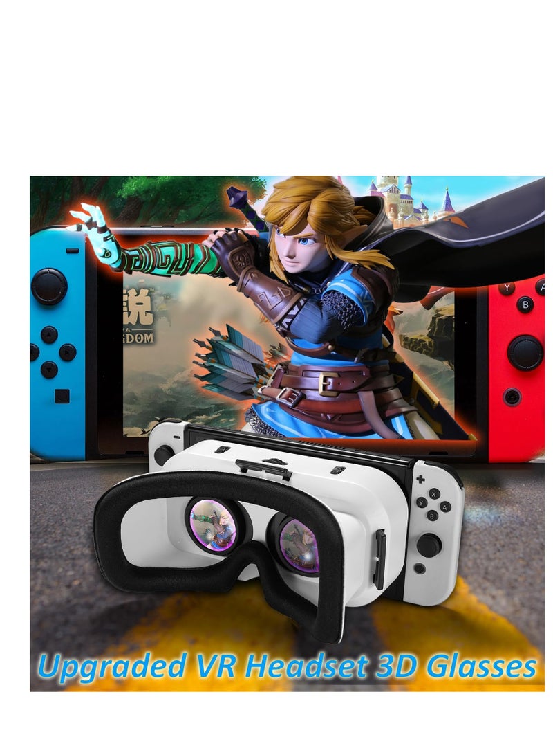 VR Headset for Nintendo Switch and OLED Model, Virtual Reality Goggles for Gaming Experience in White