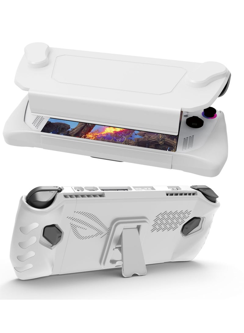 ASUS Rog Ally 2023 Full Protective Case with Detachable Front Cover and Kickstand, Shockproof and Non-Slip Design in White