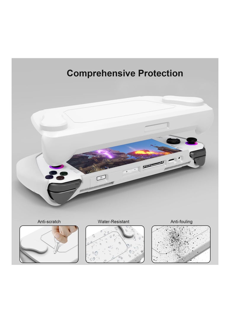 ASUS Rog Ally 2023 Full Protective Case with Detachable Front Cover and Kickstand, Shockproof and Non-Slip Design in White