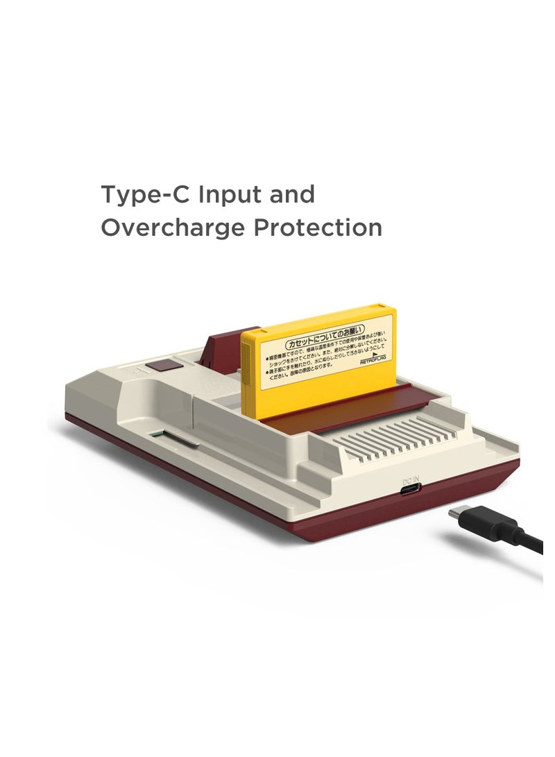 Famicom Style Charging Station for Nintendo Switch Joy Con Controllers with Overcharge Protection and Game Card Storage