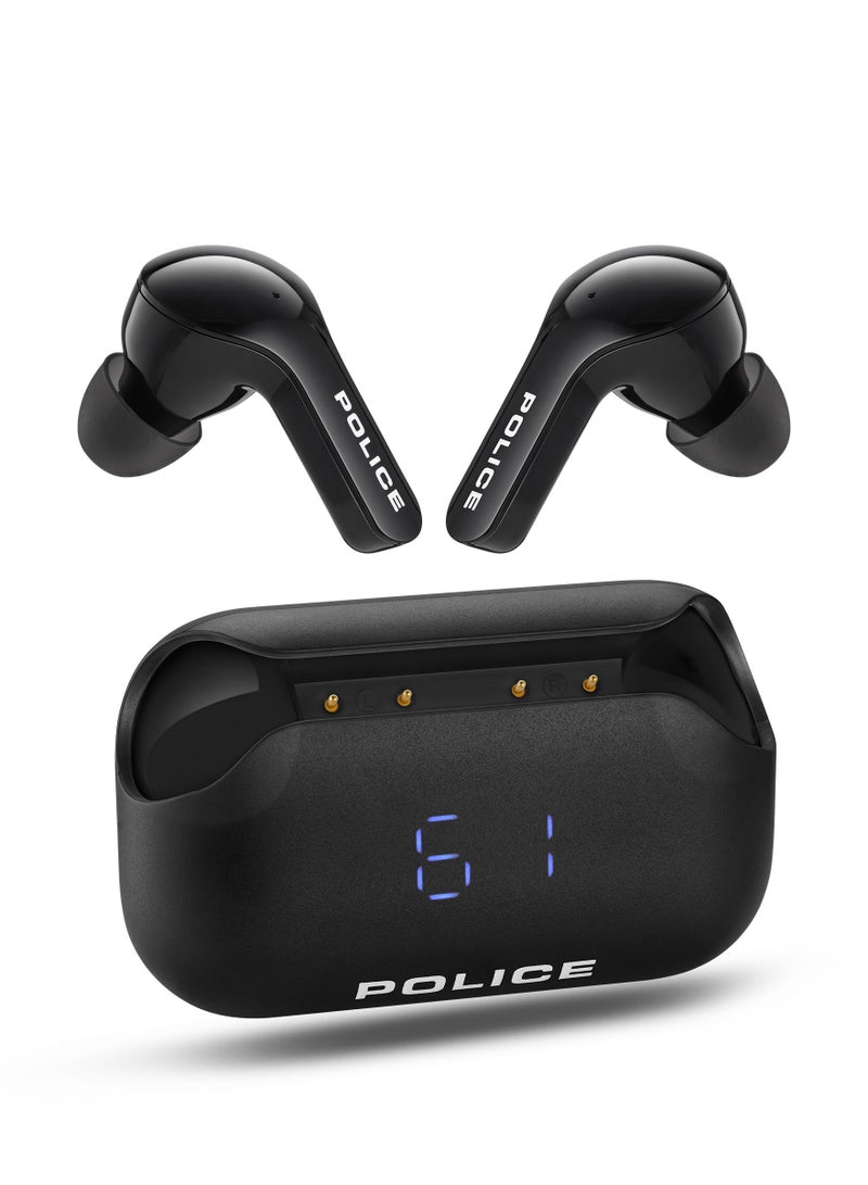 FOS I Earbuds with Noise Cancellation, Dual Microphone, 8mm Driver, Type-C Charging & Bluetooth 5.3, Black - IPX4