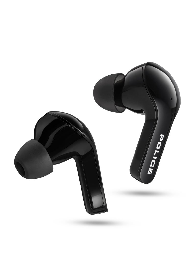 FOS I Earbuds with Noise Cancellation, Dual Microphone, 8mm Driver, Type-C Charging & Bluetooth 5.3, Black - IPX4