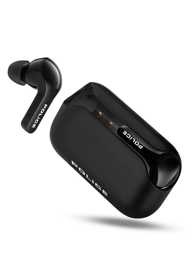 FOS I Earbuds with Noise Cancellation, Dual Microphone, 8mm Driver, Type-C Charging & Bluetooth 5.3, Black - IPX4