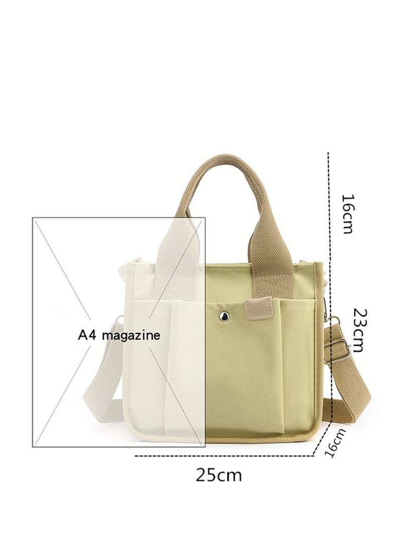 Spacious Multi-Pocket Canvas Handbag for Women, Durable and Stylish Tote Bag with Handle, Perfect for Everyday Use