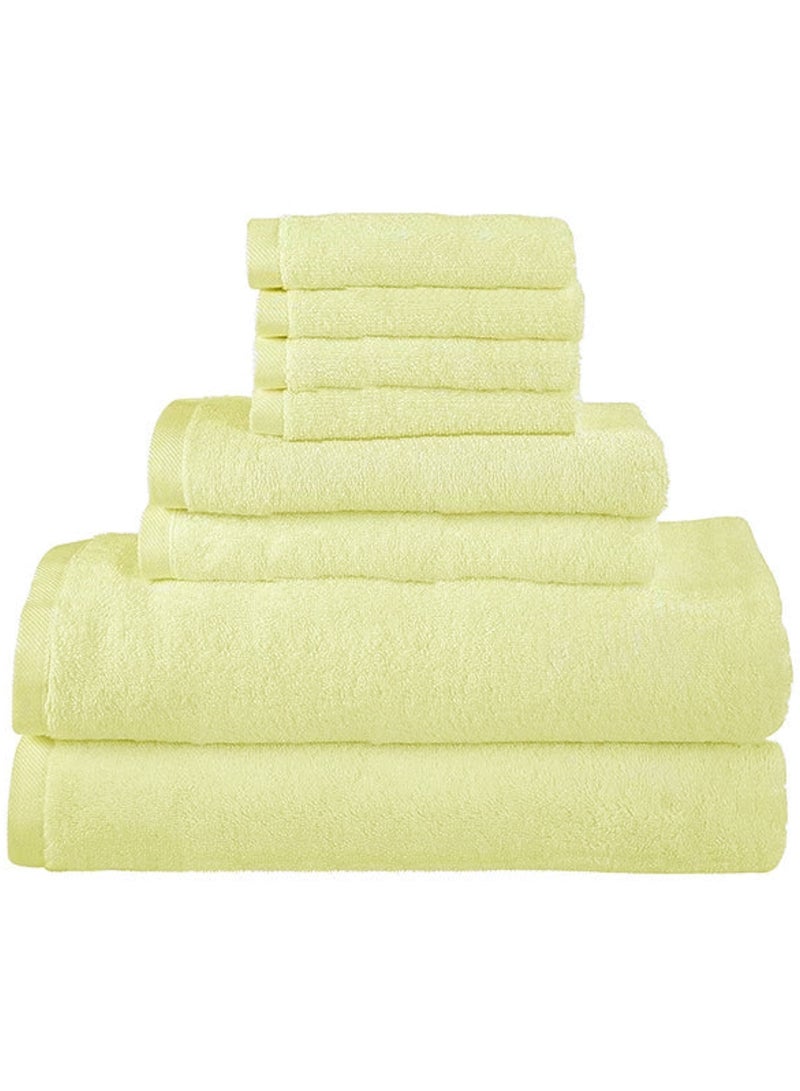 8-Pieces Towel Set - 100% Cotton 600 GSM, 2xBath Towel(70x140cm), 2xHand Towel(45x75cm), 4xFace Towel(30x30cm), Highly Absorbent Super Durable, Color-Cream