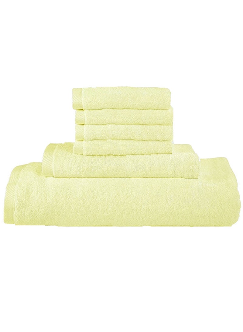 6-Pieces Towel Set - 100% Cotton 600 GSM, 1xBath Towel(70x140cm), 1xHand Towel(45x75cm), 4xFace Towel(30x30cm), Highly Absorbent Super Durable, Color-Cream