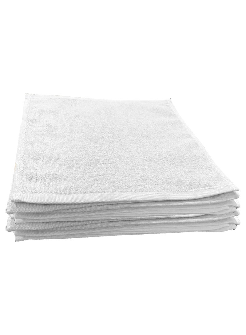 6-Pieces Towel Set - 100% Cotton 600 GSM, 1xBath Towel(70x140cm), 1xHand Towel(45x75cm), 4xFace Towel(30x30cm), Highly Absorbent Super Durable, Color-White