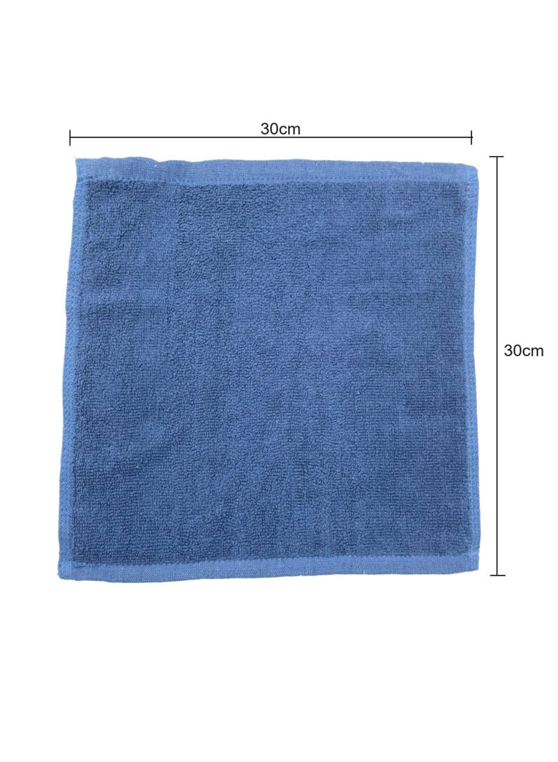 Pack Of 10 - Face Towel - 100% Cotton Small Size (30x30cm) Highly Absorbent And Super Durable, Color Dark Blue