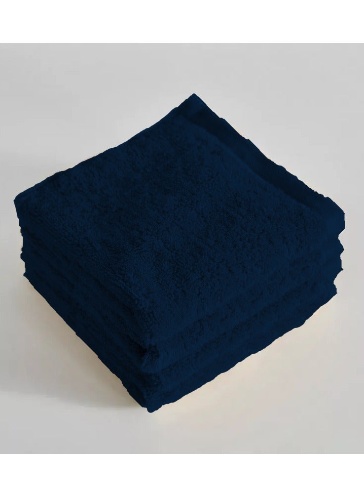 Pack Of 10 - Face Towel - 100% Cotton Small Size (30x30cm) Highly Absorbent And Super Durable, Color Dark Blue