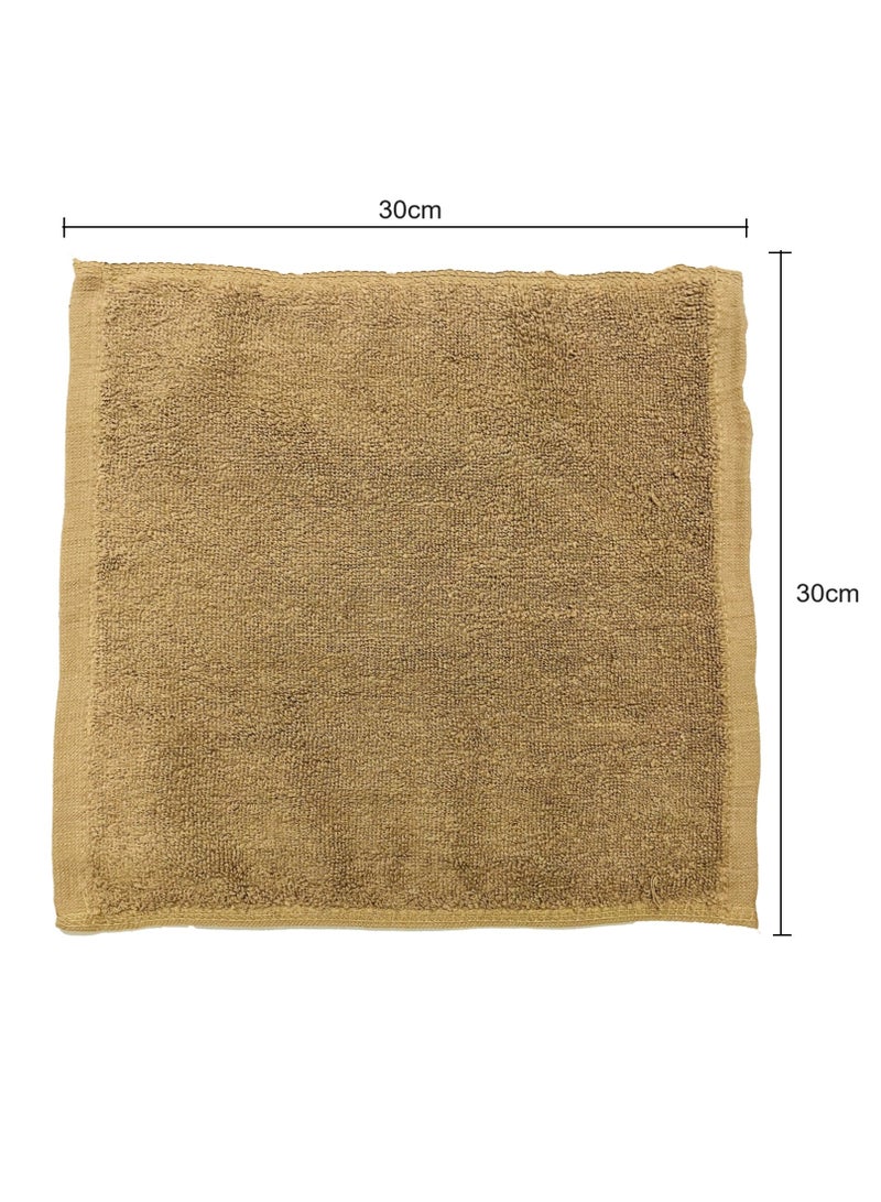 Pack Of 10 - Face Towel - 100% Cotton Small Size (30x30cm) Highly Absorbent And Super Durable, Color Brown