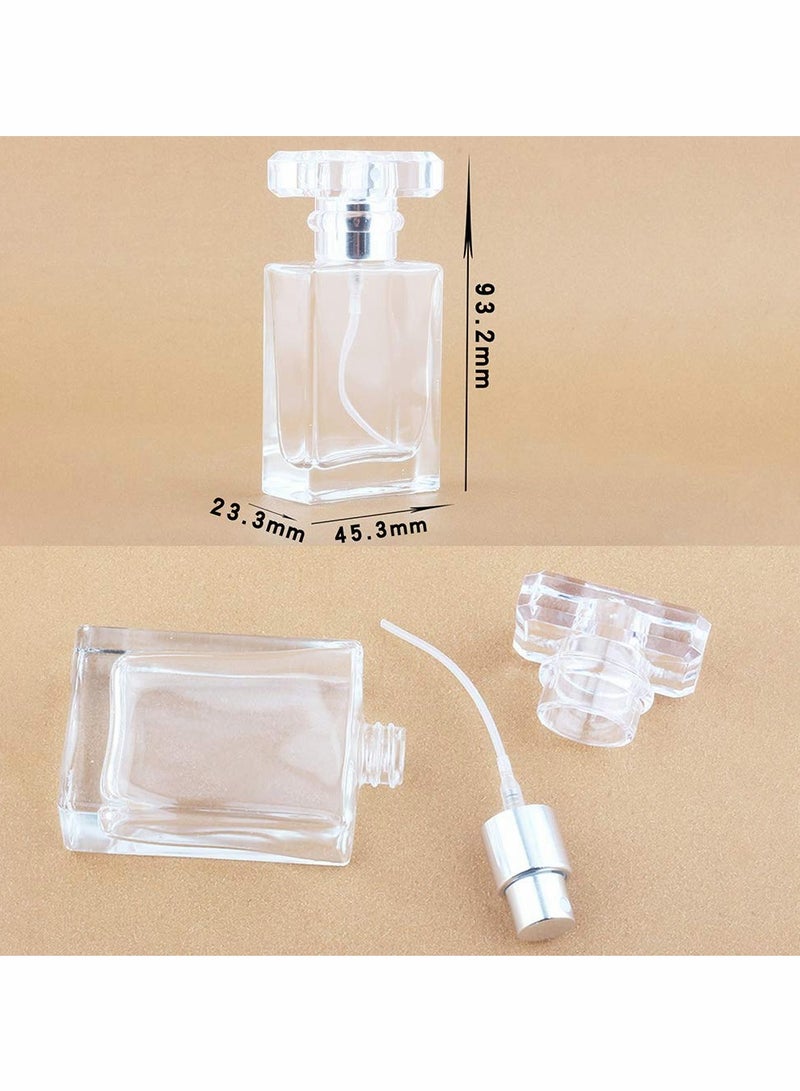 Portable Clear Black Refillable Perfume Bottle - Square Empty Glass Atomizer with Spray Applicator for Travel, Fragrance, and Essential Oils