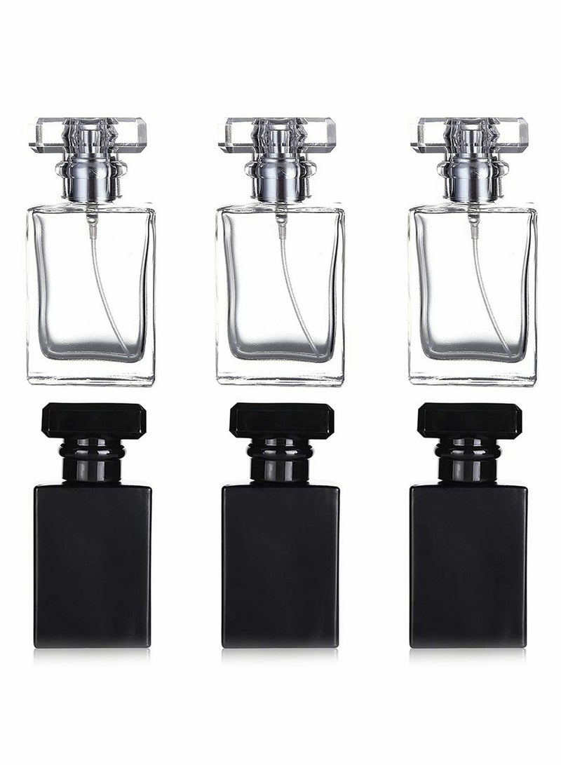 Portable Clear Black Refillable Perfume Bottle - Square Empty Glass Atomizer with Spray Applicator for Travel, Fragrance, and Essential Oils