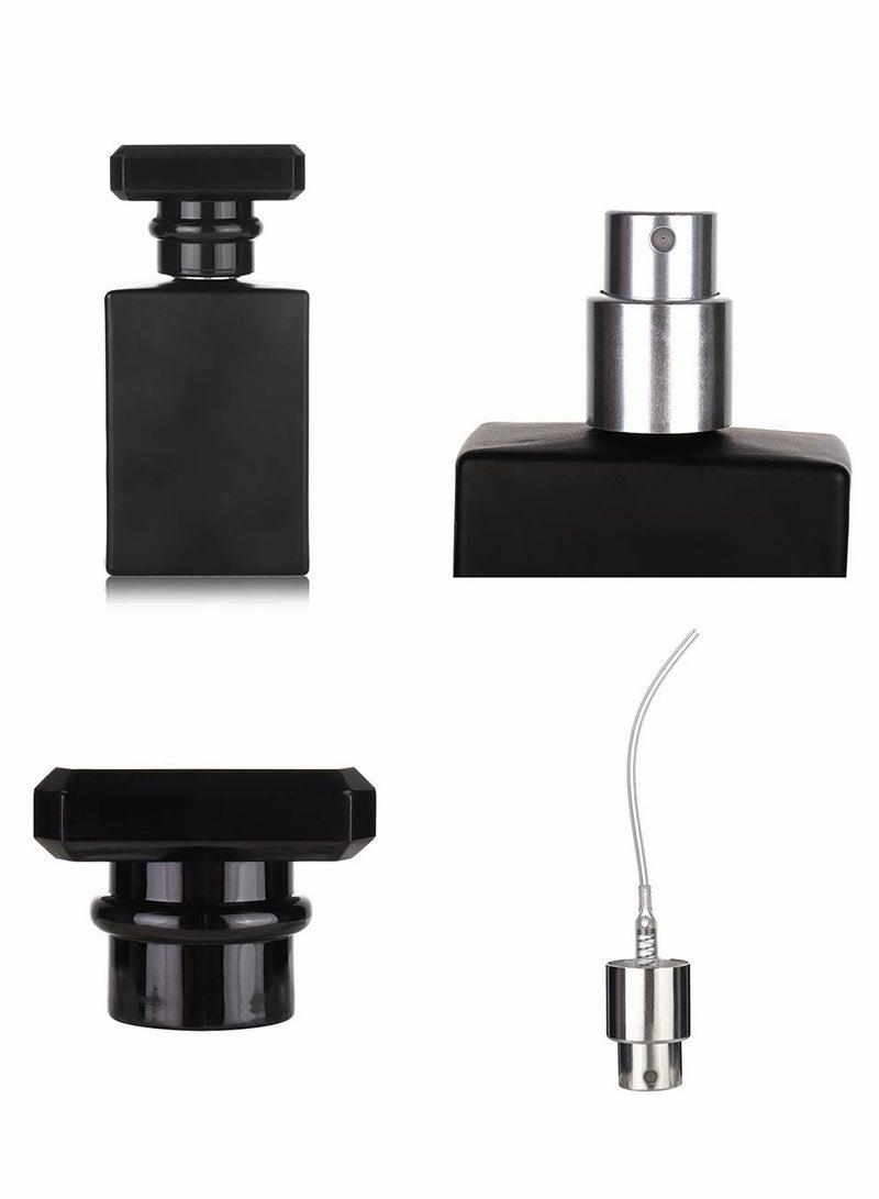 Portable Clear Black Refillable Perfume Bottle - Square Empty Glass Atomizer with Spray Applicator for Travel, Fragrance, and Essential Oils