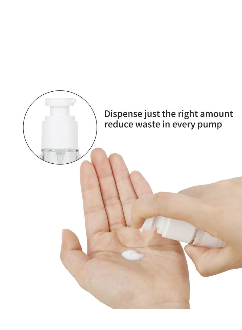 15ml Airless Cosmetic Pump Bottle - 12 Pack Travel Size Dispenser for Hand Sanitizer, Toner, Gel, Hair Oil, Lotion & Face Cream - Refillable Containers for Skincare & Beauty Products