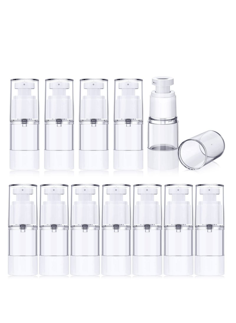 15ml Airless Cosmetic Pump Bottle - 12 Pack Travel Size Dispenser for Hand Sanitizer, Toner, Gel, Hair Oil, Lotion & Face Cream - Refillable Containers for Skincare & Beauty Products